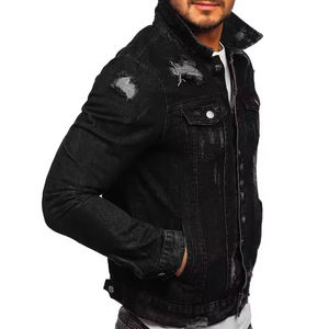 Chaqueta vaquera de mezclilla transpirable para hombre, chaquetas de invierno de mezclilla informales de color negro de lana de algodón personalizadas OEM para hombre de WAKIN WEAR - Product Image 3