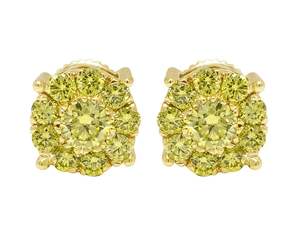 Pendientes de racimo en tono oro amarillo hechos con diamantes cultivados en laboratorio en oro sólido de 10 quilates para mujer - Product Image 1
