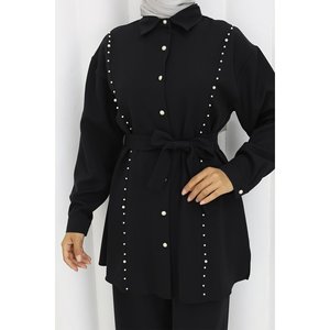 Ensemble décontracté noir à double boucle avec accents de perles 19265 Longueur midi - Product Image 2