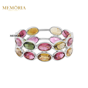 Anillo de banda de piedras preciosas de turmalina múltiple Natural de alta calidad de diseño único moderno en oro amarillo sólido de 18K joyería hecha a mano - Product Image 3