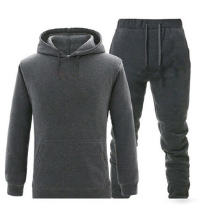 50% coton 50% polyester mélange brodé rouge vêtements de sport sweat-shirt à capuche zippé pour hommes et pantalon de survêtement ensemble - Product Image 2