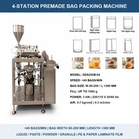 Machine d'emballage de sachets préformés à 4 stations, machine de remplissage et de scellage pour liquides, pâtes, sauces, miel