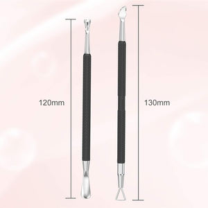 Poignées enduites de papier noir Ensembles de poussoirs à cuticules pour ongles Ensemble de poussoirs à ongles manucure et pédicure double face - Product Image 6