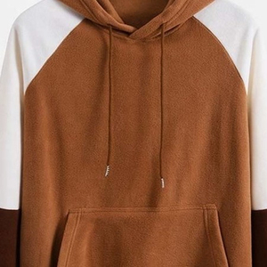 Men Color Block Hoodie Pullover Sweatshirt Brown White <b>Raglan</b> Sleeve Casual Urbanwear Fleece Hooded <b>Top</b> Custom Wholesale OEM ODM - Product Image 2