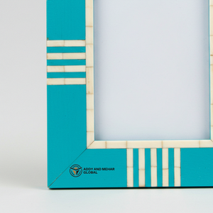 Marco de fotos con incrustaciones de hueso turquesa hecho a mano, elegante acento decorativo para espacios habitables - Product Image 4