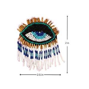 Hastvikas Handmade Beads Jewellery-Multicolor Evil Eye Drop <b>Earrings</b> with <b>Tassel</b> Fringe for Parties - Product Image 3