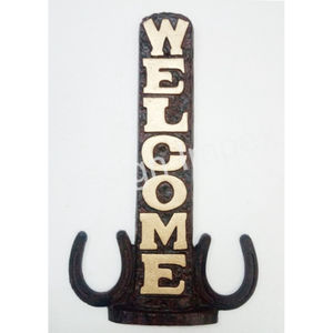 Plaque murale en aluminium massif avec revêtement en laiton doré sculpté à la main Design de bienvenue Plauque murale en métal Accessoires européens - Product Image 6