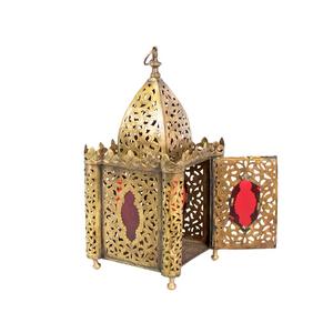 <b>Moroccan</b> Style Hollowed Metal Lantern <b>Decorative</b> Hotsale Customisable Metal Steel Ramadan <b>Decorative</b> Retro Gold Plated Handmade - Product Image 1