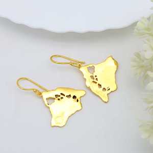 Pendientes Colgantes de Estilo Moderno con Mapa de la Isla de Hawái en Oro, Pendientes Grandes de Latón con Diseño de Isla Hawaiana para Mujer, Venta al por Mayor - Product Image 4