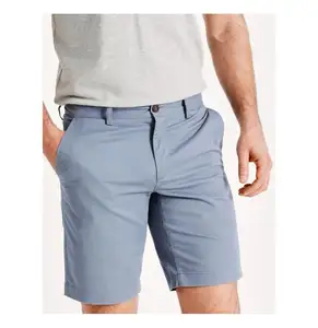 精致品质顶级批发浅蓝色男士休闲斜纹短裤，带定制标志设计颜色