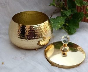 Nouveauté, pots en laiton de qualité supérieure, couvercle à rabat, design personnalisé, récipient alimentaire, voyage, artisanat, style bohème, luxe - Product Image 6