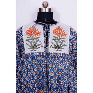 Fabricante de ropa de mujer 20234el egant estampado floral de manga larga de algodón mujeres casual Maxi vestido traje de baño y ropa de playa - Product Image 5