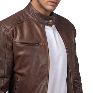 Blouson bombardier en cuir pour hommes d'hiver nouvelle arrivée High Street Fashionable Long Zipper Biker Design Logo personnalisé Fabricant - Product Image 6