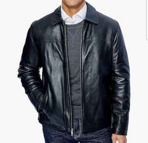 Chaqueta de Cuero Vacuno para Hombre, Corte Ajustado, Cuello Alto, Estilo Urbano, Ecológica, Informal, para Motociclistas - Product Image 1