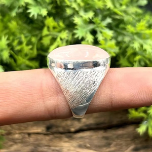 German Silver <b>Ring</b> With Rhodium Plated <b>Rose</b> <b>Quartz</b> Gemstone Handmade Jewelry Bezel Setting Fashionable <b>Ring</b> For Unisex. - Product Image 1