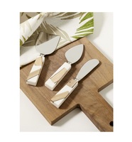 Juego de cortadores de cuchillos, mango de madera, nuevo diseño, suministros al por mayor, cuchillo de mantequilla de acero inoxidable, Juego de 2 piezas para servidor de Pizza de Hotel