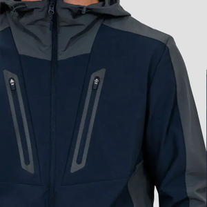 Winter Hooded Casual Windbreaker <b>Tracksuit</b> Set Reflective Waterproof Breathable Fleece Lining Custom Logo Polyester/Cotton - Product Image 2