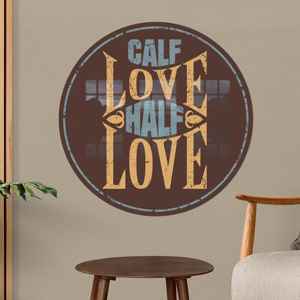 ศิลปะบนผืนผ้าใบพิมพ์ลายสมัยใหม่ - ดีไซน์รูปวัวน่ารักสำหรับวันวาเลนไทน์, วงกลมแก้ว - Product Image 1