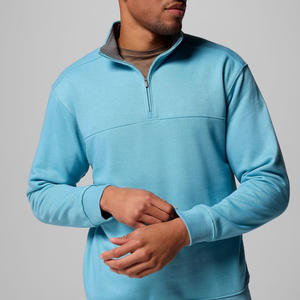 Sweat-shirt pour homme à manches longues avec col montant et fermeture éclair, tissu en coton/polyester pour une coupe décontractée, service OEM, vente en gros - Product Image 3