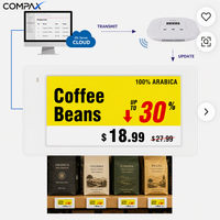 Étiquettes de prix numériques COMPAX 2,9 pouces pour affichage de produits alimentaires en intérieur, avec passerelle sans fil E-ink, pour magasins de café et de détail, installation en un clic