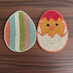 แผ่นรองแก้วทำมือประดับลูกปัด MS HANDICRAFT - ของขวัญทางศาสนาและโบสถ์แบบคลาสสิก พร้อมแผ่นรองด้านหลังทำจากโพลีเอสเตอร์ (ขนาด 4x4 นิ้ว) - Product Image 2