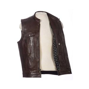 2025 elegante nuevo diseño transpirable invierno cuero Biker chaleco para hombres excelente calidad maximizar el desgaste - Product Image 3