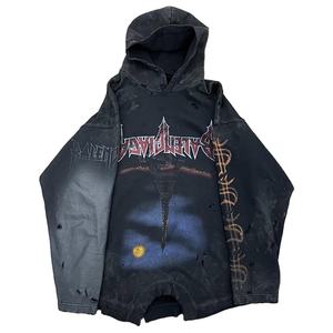 Sweat à capuche surdimensionné pour hommes 100% coton avec impression graphique Street Vintage Style-sans poche - Product Image 1