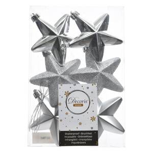 Adornos Navideños Amicasa, Estrellas Plateadas de Plástico, 6 Piezas, 9027861, Bolas y Adornos para Árbol de Navidad - Product Image 1
