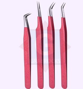 Pince à épiler à prise en fibre d'acier inoxydable avec logo personnalisé en acier inoxydable pince à épiler à 90 degrés pour extension de cils - Product Image 4