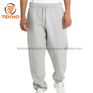Pantalones de chándal de algodón 100% para hombre, pantalones de entrenamiento de cintura media de rizo francés con bolsillos estampados informales tejidos elásticos - Product Image 3