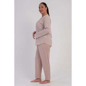 KADIN P.SUPREM XXL O YAKA UZUN KOL PIJAMA TAKIM - สีเบจ - สีเบจ - Product Image 5