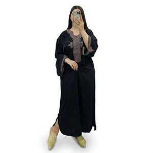 Women Plus Size Abaya With Embroidery Detail Three Quarter Sleeve Modest <b>Dress</b> A Length Loose Fit Daily Wear Middle East Style - Product Image 5