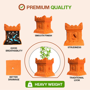 Handmade brindavan <span class=keywords><strong>Tulsi</strong></span>/Thánh Húng Quế đất nung <span class=keywords><strong>planter</strong></span> 10x12 inch-trồng truyền thống cho nhà, vườn, trong nhà và trong nhà trang trí nội thất - Product Image 4