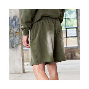 กางเกงขาสั้นออกกำลังกายผ้าฝ้าย100% คุณภาพสูงสำหรับผู้ชายกางเกงขาสั้นสำหรับออกแบบลายล้างกรดซักเองเป็นมิตรกับสิ่งแวดล้อม - Product Image 2