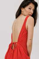 Robe nuisette maxi en coton à fines bretelles et col en V, unie, sexy / Robe d'été et d'automne pour femme, ODM, écologique, respirante, lavable, teinte unie