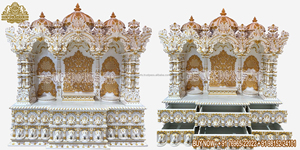 Temple sculpté en bois de teck de créateur Fabrication de temple en bois de teck pliable de grande taille pour la maison Temple en bois de noyer brillant Vente au Royaume-Uni - Product Image 3