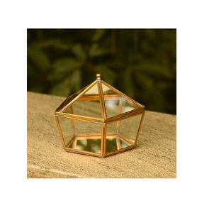 Boîte à bijoux élégante en laiton et verre Design personnalisé Boîte à bijoux en verre et laiton de meilleure forme Exportateur en gros - Product Image 5