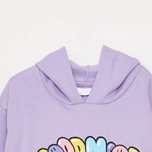 Sudadera con Capucha Morada Unisex, Estampado de Oso de Dibujos Animados, Estilo Holgado Informal para Otoño - Product Image 3