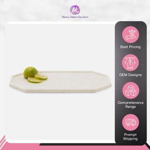 Plateau de service en marbre blanc de luxe Vaisselle design haut de gamme pour la présentation d'aliments et de boissons dans les hôtels - Product Image 4