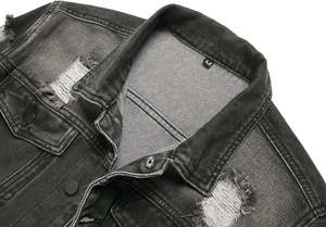 Vestes pour hommes Vestes en jean décontractées d'hiver très demandées pour hommes Col montant Coupe-vent Haut de fitness Tissu uni tendance - Product Image 6