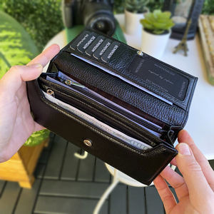 Portefeuille pour femmes de luxe mince fait à la main de haute qualité Design spécial en cuir véritable couleur noire avec porte-cartes-Made Turkey - Product Image 2