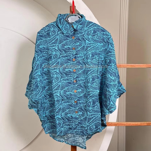 เสื้อผู้หญิงพิมพ์ลายใบไม้ขนาดใหญ่พิเศษดีไซน์ใหม่เสื้อเบลาส์ผ้าฝ้ายแขนทรงหลวมลำลองสำหรับฤดูร้อน - Product Image 3