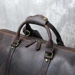 Sac de voyage pliable en cuir véritable, léger, grande capacité, avec fermeture à glissière, sac de voyage durable pour une utilisation en extérieur - Product Image 6
