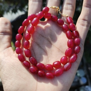 Collar de Cuentas de Rubí Natural Genuino, Chapado en Plata sobre Latón, Diseño Clásico de Bolas, Diseño Delicado, Mejor Precio - Product Image 2