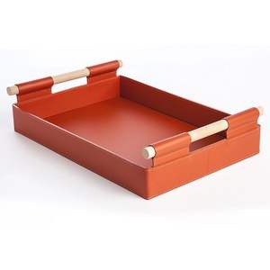 Nouveau plateau en cuir Design avec poignée décorative pour Table basse maison et bureau plateau en cuir pur utilisation de service - Product Image 2