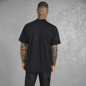 OEM personalizado 100% algodón camiseta de los hombres negro cuello simulado de gran tamaño de transferencia de calor de diamantes de imitación logotipo personalizado patrón sólido-al por mayor - Product Image 3