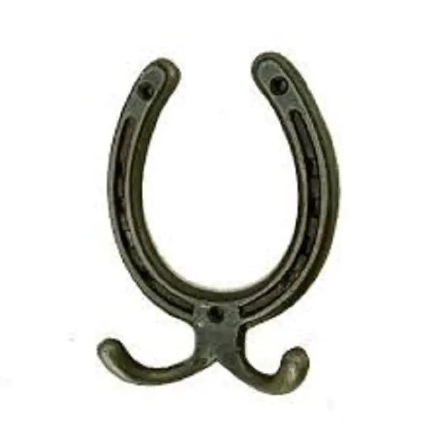 Double Horseshoe Hook Cast Iron Decorative Wall Hook Unique Western Design For Entryway Bathroom or Kids Room