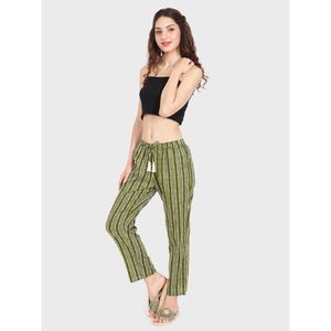 Pantalon de pyjama Evolve pour femme en coton imprimé, coupe décontractée, avec fermeture boutonnée et poches, vêtement d'intérieur doux en tissu tissé, couleur olive - Product Image 4