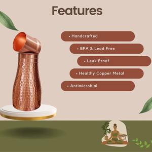 Carafe élégante en cuivre à double paroi, écologique, avec couvercle anti-fuite, antimicrobienne, patine au fil du temps, grande capacité, saine - Product Image 3