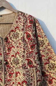 Indian Handmade Vintage Peach Patchwork Cotton <b>Quilted</b> Jacket Women's Boho Coat Reversible Breathable Unisex New Style - Product Image 3